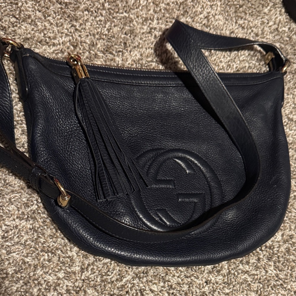 Gucci Navy Leather Crossbody Bag